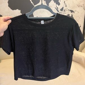 lululemon black cropped tee (size 2, see through)